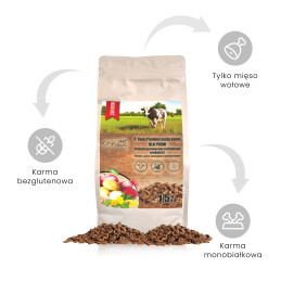 O'Canis dla psa z wołowiną  1,5kg z prosem, kartoflami i czerwonym burakiem, sucha karma Premium