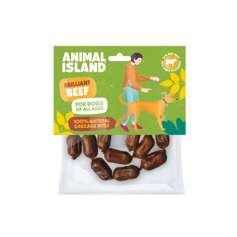 Animal Island, kiełbaski z wołowiną, pies, 100 g