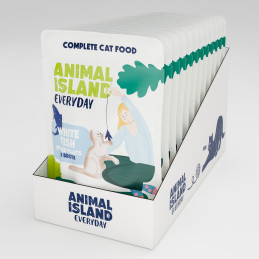 Animal Island, biała ryba, kot, saszetka 12 x 85 g