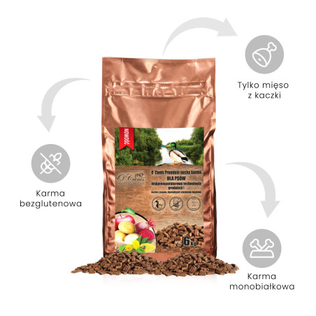 O'Canis dla psa z kaczką 6 kg z prosem, ziemniakami i czerwonym burakiem sucha karma premium