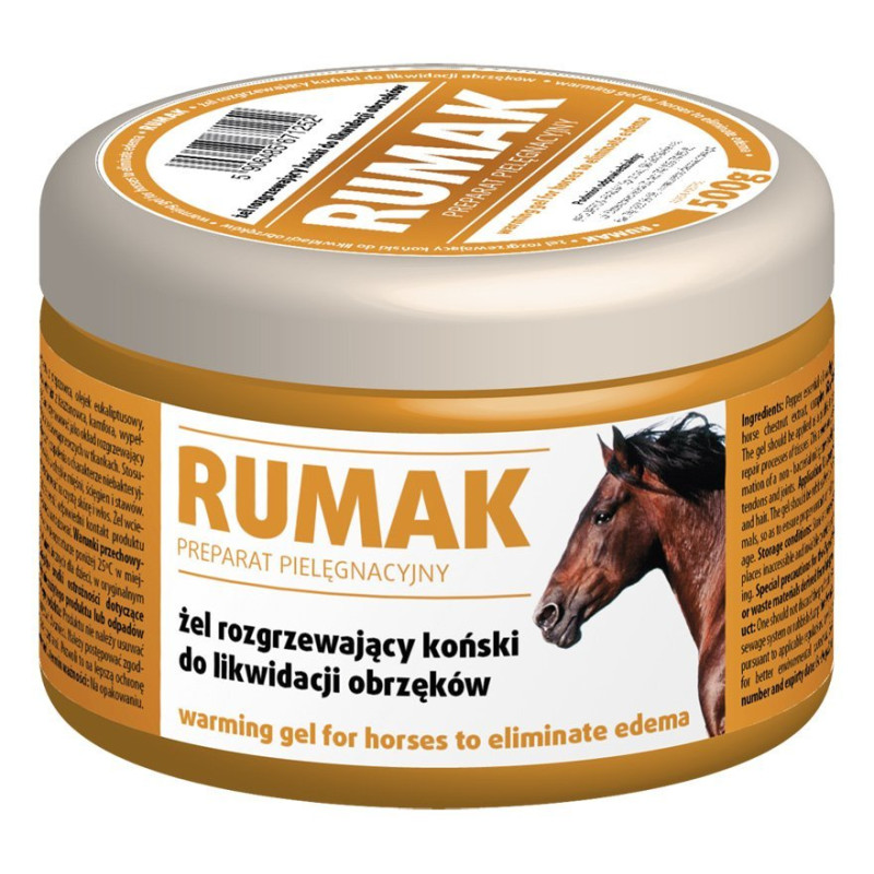 Rumak żel rozgrzewający dla koni 500g do likwidacji obrzęków
