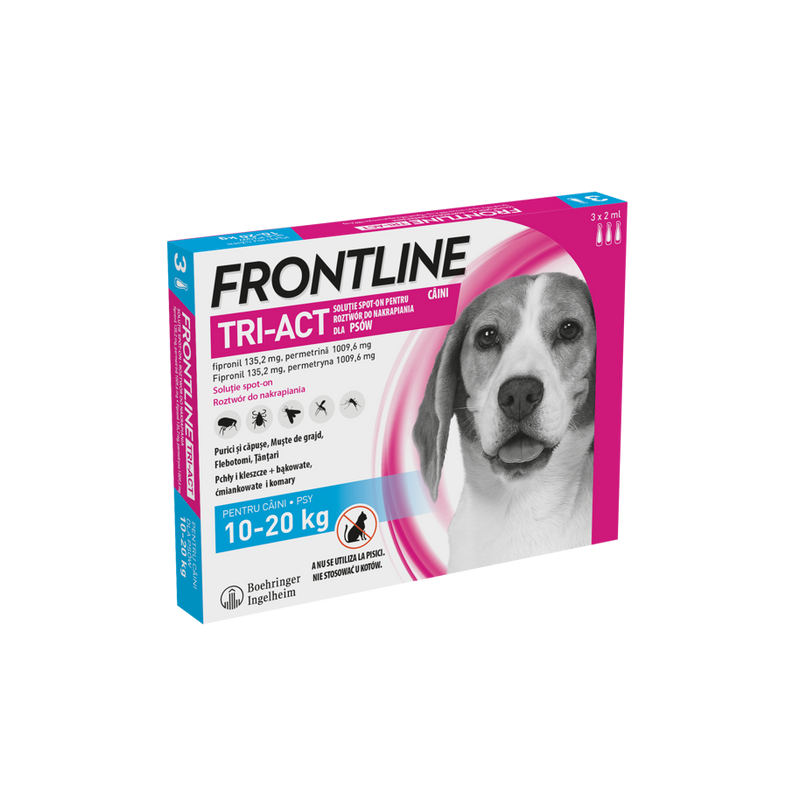 FRONTLINE TRI-ACT dla psów 10-20 kg M 3 pipety krople na kleszcze 3x2ml