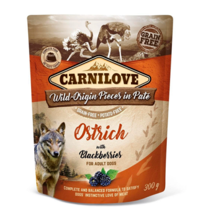 CARNILOVE Ostrich & Blackberries  saszetka 300g - mokra karma dla psa - struś z jeżynami