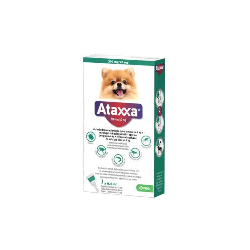 ATAXXA, KROPLE NA PCHŁY I KLESZCZE DLA PSA do  4kg