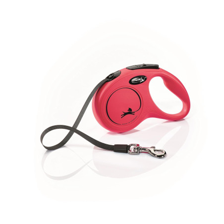 Smycz FLEXI New Classic S, taśma 5 m, 15 kg, Czerwona