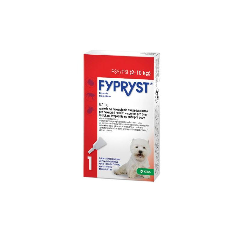 Krka, Fypryst, kropelki dla psa, 2-10kg, 1 pipeta