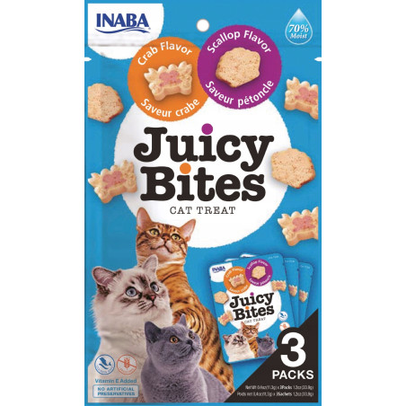 Inaba, przysmak dla kota juicy bites krab i przegrzebki 3 x 11,3 g