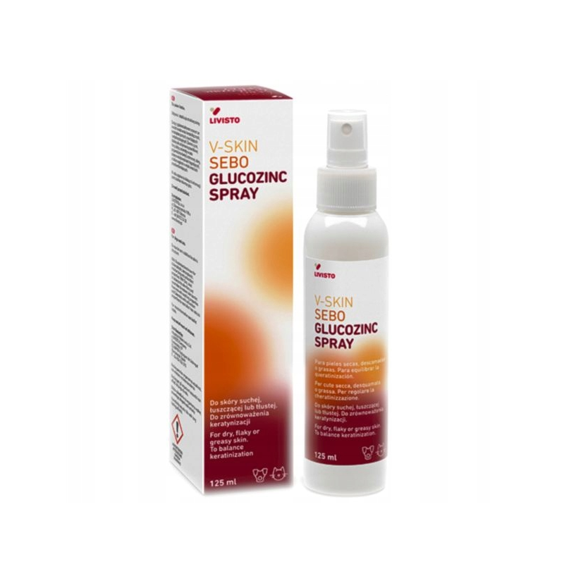 LIVISTO V-SKIN SEBO GLUCOZINC SPRAY 125ML pielęgnacja skóry pies kot
