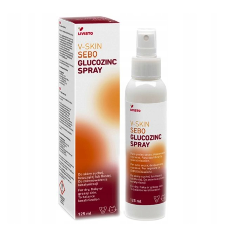 LIVISTO V-SKIN SEBO GLUCOZINC SPRAY 125ML pielęgnacja skóry pies kot