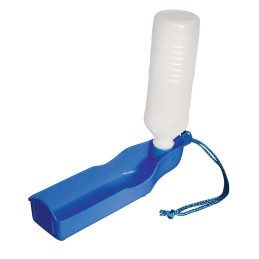 Kerbl, Butelka z miską na wodę, 250 ml, niebieska