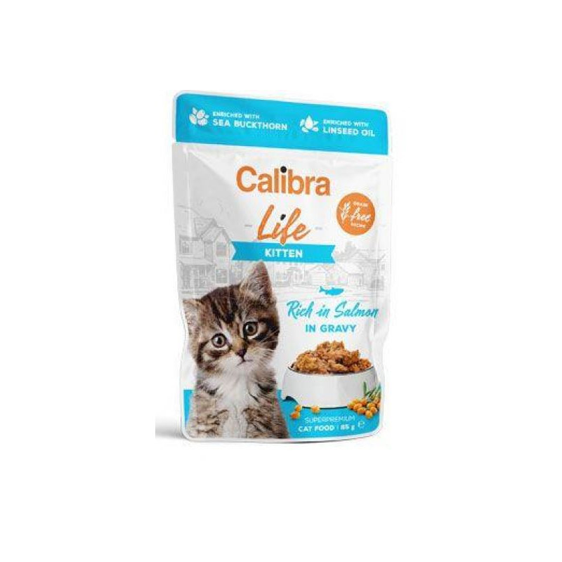 Calibra, kitten, łosoś w sosie, saszetka 85 g , mokra karma dla kociąt