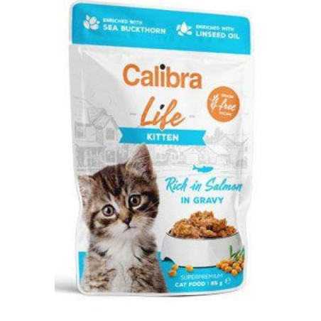 Calibra, kitten, łosoś w sosie, saszetka 85 g , mokra karma dla kociąt