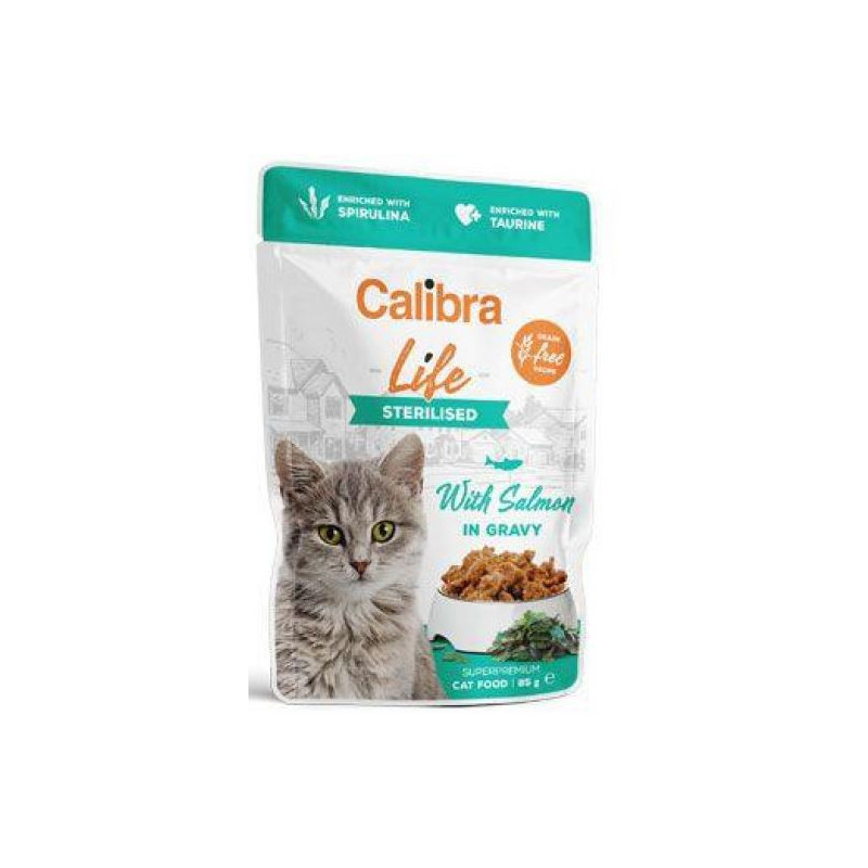 Calibra,  łosoś w sosie, saszetka 85 g , mokra karma dla kotów sterylizowanych