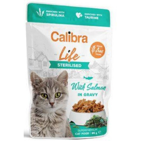 Calibra,  łosoś w sosie, saszetka 85 g , mokra karma dla kotów sterylizowanych