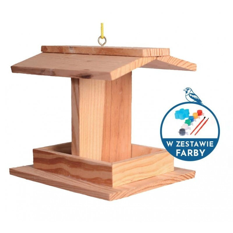Garden & Fun, Karmnik dla ptaków, drewniany, 14x11x11,5cm, farby w zestawie