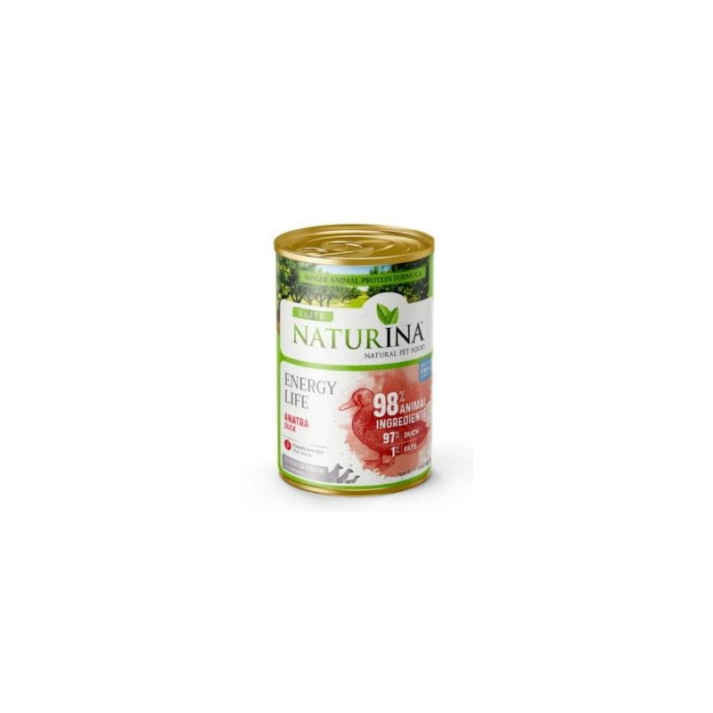 NATURINA Elite Energy Life 97% Kaczka Mono - Mokra karma dla psów Premium, 400 g