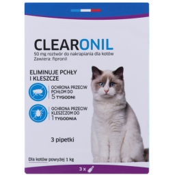 CLEARONIL krople na pchły dla kota powyżej 1 kg - 50 mg x 3