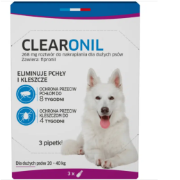 CLEARONIL krople na pchły dla dużego psa (20-40 kg) - 268 mg x 3