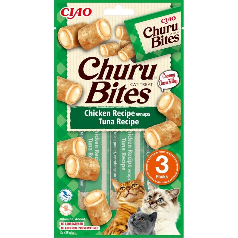 Inaba, Kot, Churu Bites Chicken Wrap Tuna, 3 x 10 g