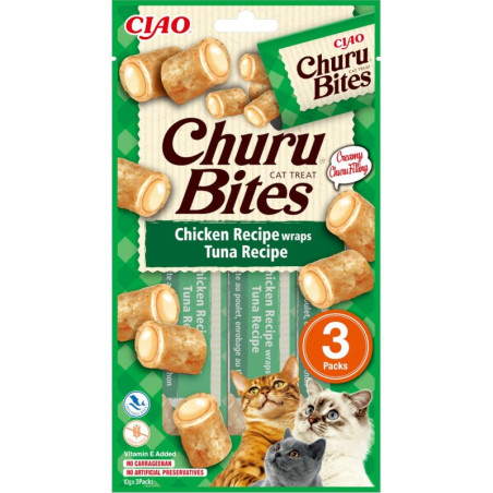 Inaba, Kot, Churu Bites Chicken Wrap Tuna, 3 x 10 g