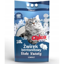 Chico, żwirek bentonitowy compact, Białe Kwiaty, 10 L
