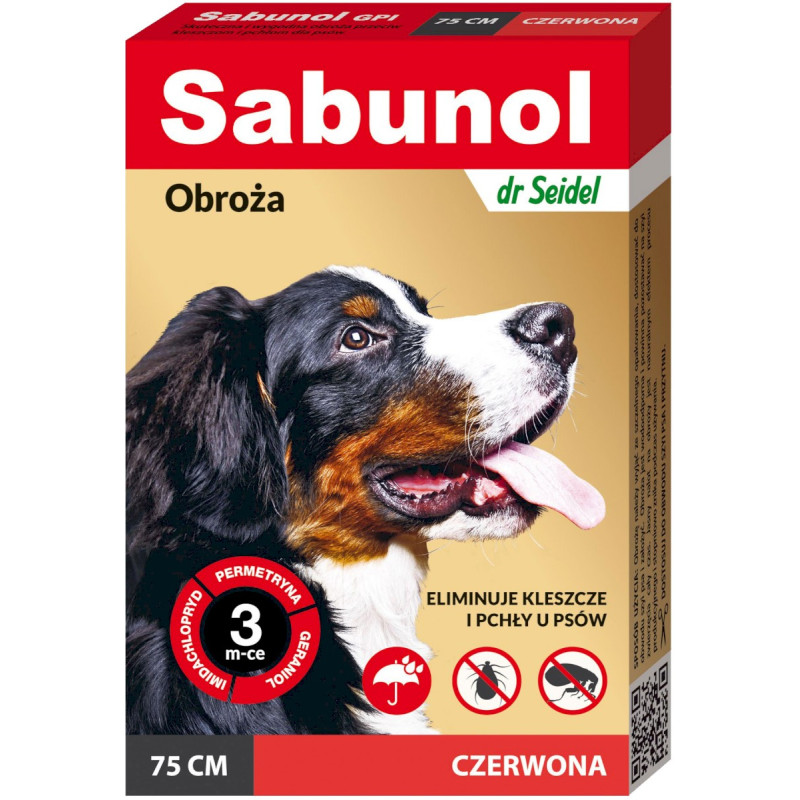 SABUNOL, OBROŻA DLA PSA CZERWONA, 75 cm