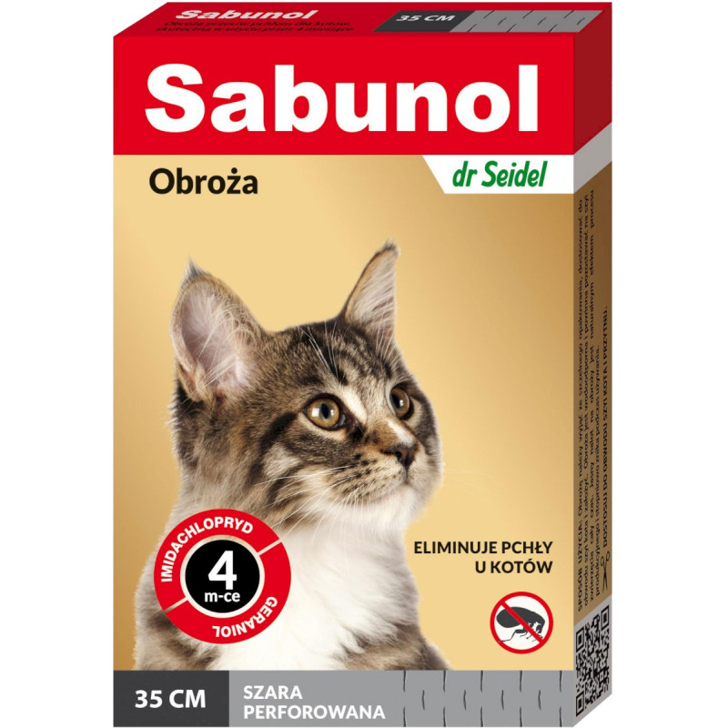 SABUNOL DLA KOTA  SZARA OBROŻA PRZECIW PCHŁOM 35 cm