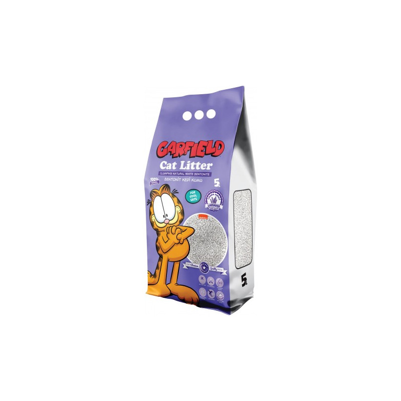 Garfield, kot, żwirek bentonitowy lawendowy 5 l