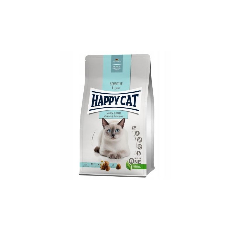 Happy cat, Sensitive Stomach, pełnoporcjowa sucha karma dla dorosłych kotów, 1,3 kg