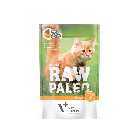 Raw Paleo, monoprotein, kot, indyk, 100 g