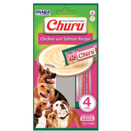 Inaba Dog Churu 4P, kurczak z łososiem, 4 x 14 g