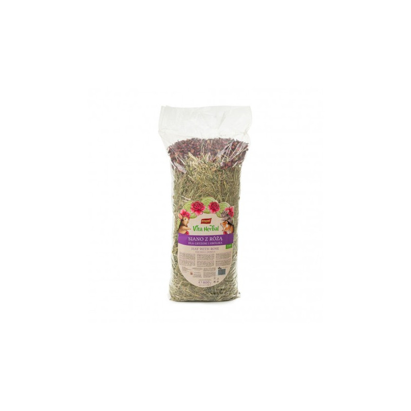 Vita Herbal, Siano z PŁATKAMI RÓŻY dla gryzoni, 800 g
