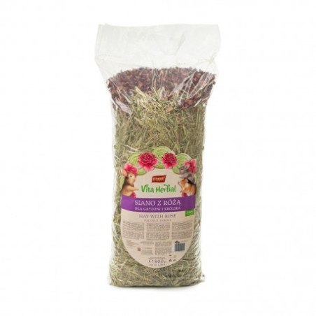 Vita Herbal, Siano z PŁATKAMI RÓŻY dla gryzoni, 800 g