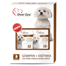 Over Zoo, Biała i jasna sierść, szampon + odżywka, 490 ml