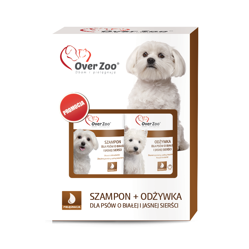 Over Zoo, Biała i jasna sierść, szampon + odżywka, 490 ml