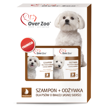 Over Zoo, Biała i jasna sierść, szampon + odżywka, 490 ml