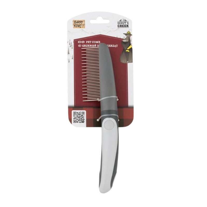 Barry King, grzebień z rączką, szary BK-14053
