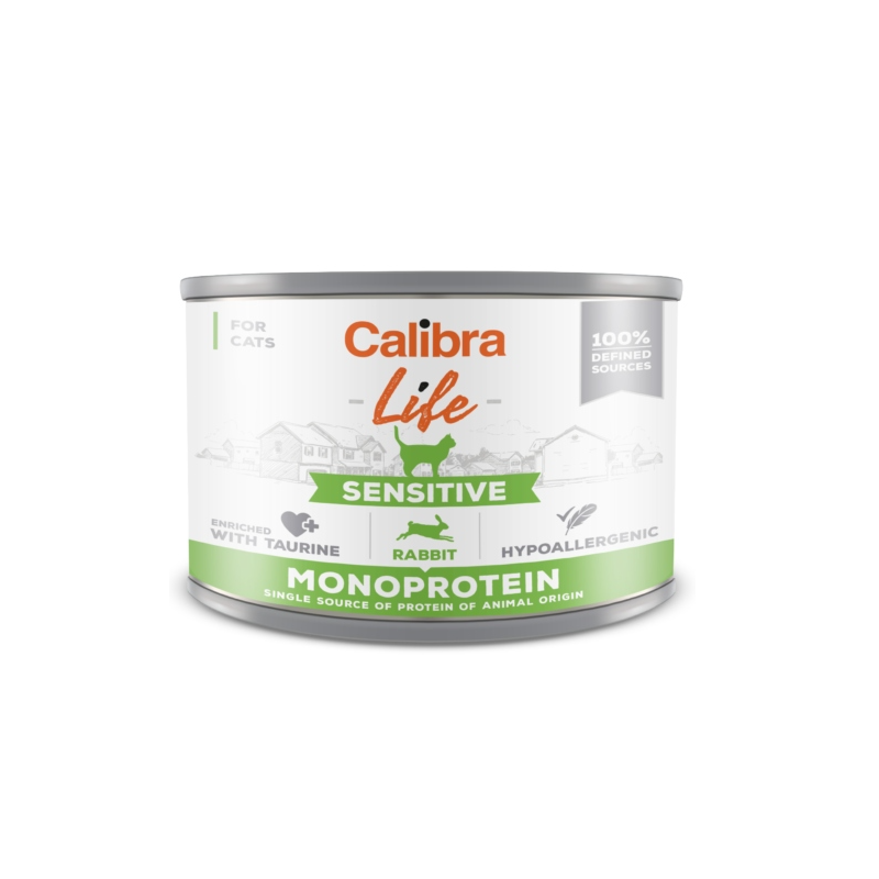 Calibra life, kot monobiałkowa, sensitive królik , puszka 200 g 126334