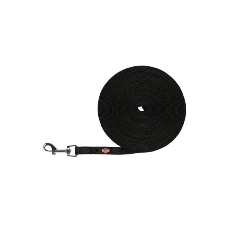 Trixie, Smycz treningowa, dla psa, czarna, taśma parciana, S-M: 10 m/15 mm, gumowana