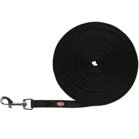 Trixie, Smycz treningowa, dla psa, czarna, taśma parciana, S-M: 10 m/15 mm, gumowana