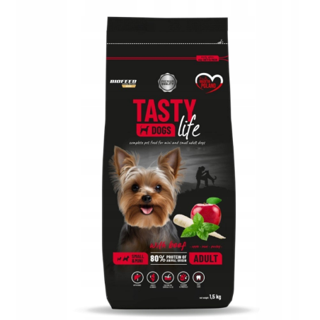 Biofeed Tasty Dogs Life z wołowiną 1,5 kg rasy małe i miniaturowe sucha karma