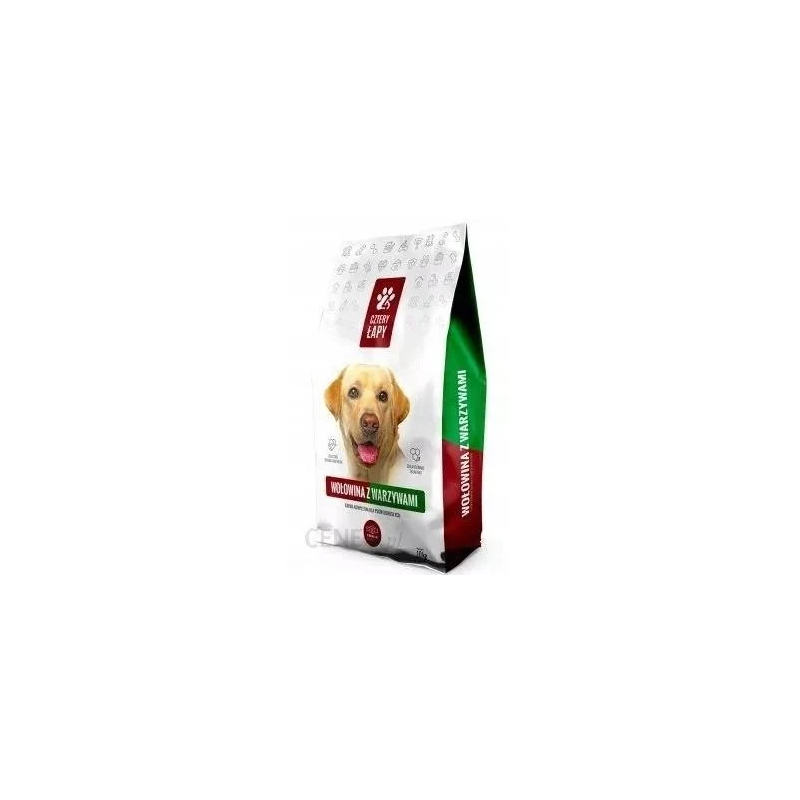 4 Łapy Premium, wołowina z warzywami, 10 kg