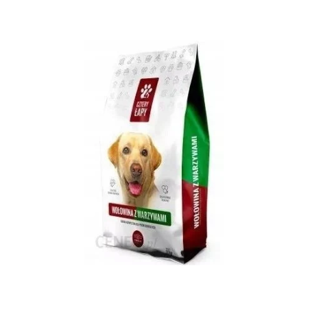 4 Łapy Premium, wołowina z warzywami, 10 kg
