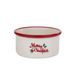 Barry King, Miska ceramiczna dla psa, Merry Christmas, czerwona, 16x6cm