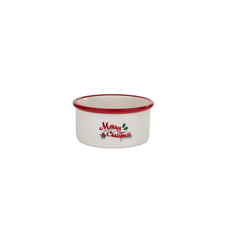 Barry King, Miska ceramiczna dla psa, Merry Christmas, czerwona, 16x6cm