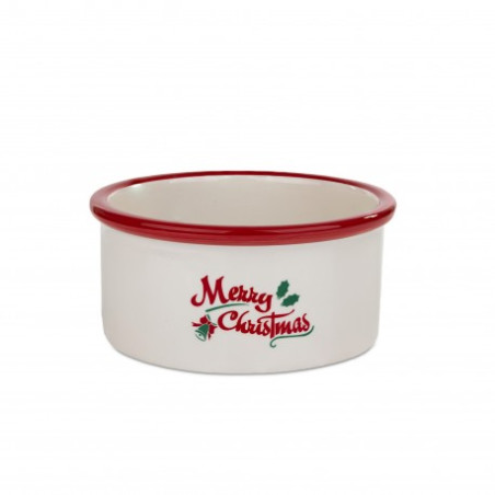 Barry King, Miska ceramiczna dla psa, Merry Christmas, czerwona, 16x6cm
