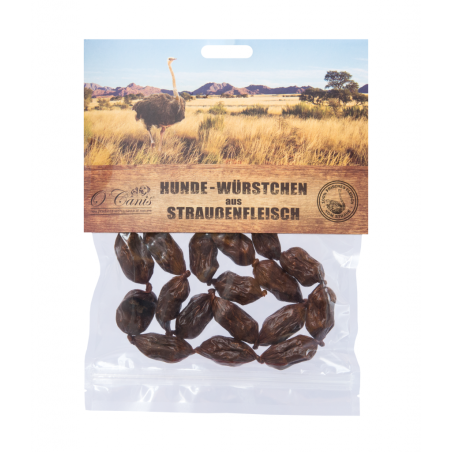 O'Canis Mini kiełbaski dla psa ze strusia, 100 g