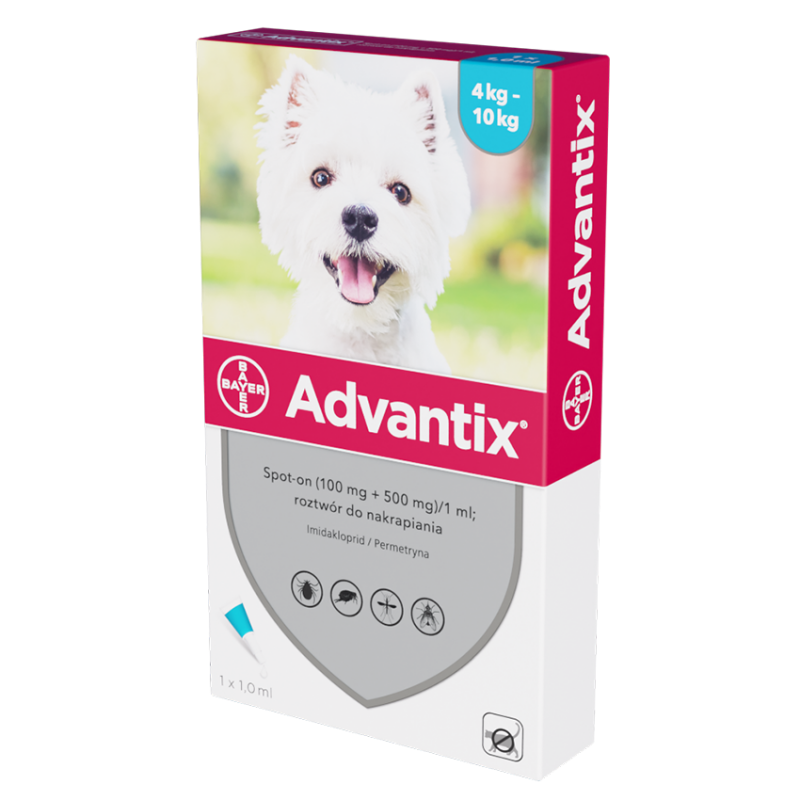 Advantix, krople na kleszcze 4-10 kg 4 szt/op