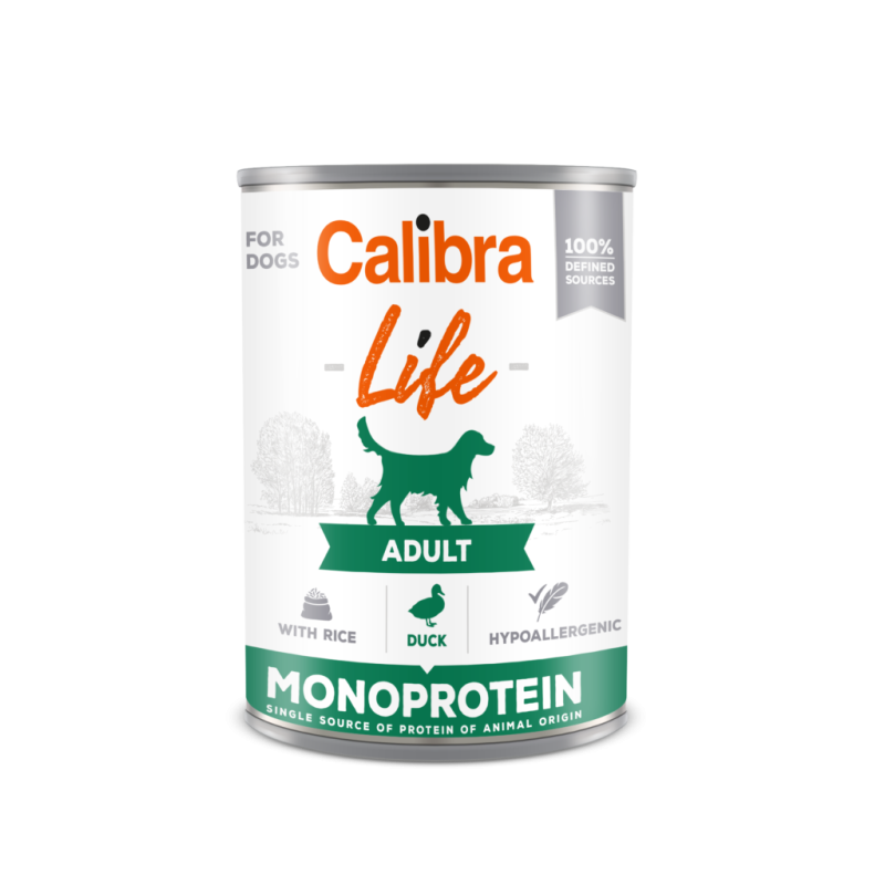 Calibra life, monobiałkowa, kaczka z ryżem, pies, puszka 400 g 126325
