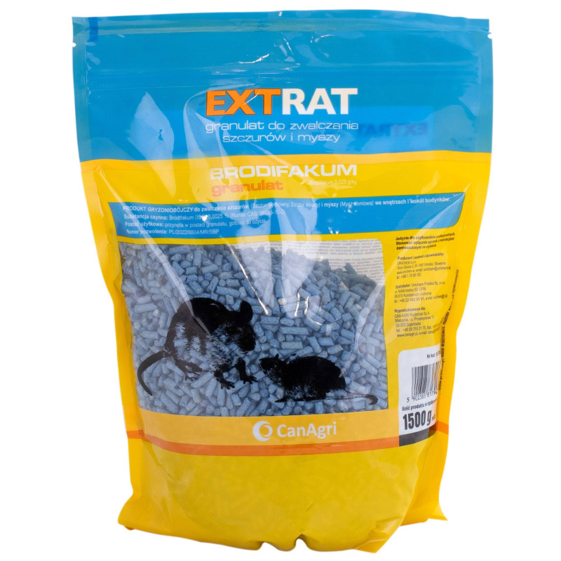 Extrat, Trutka na myszy i szczury, granulat niebieski brodifakum, 1,5 kg